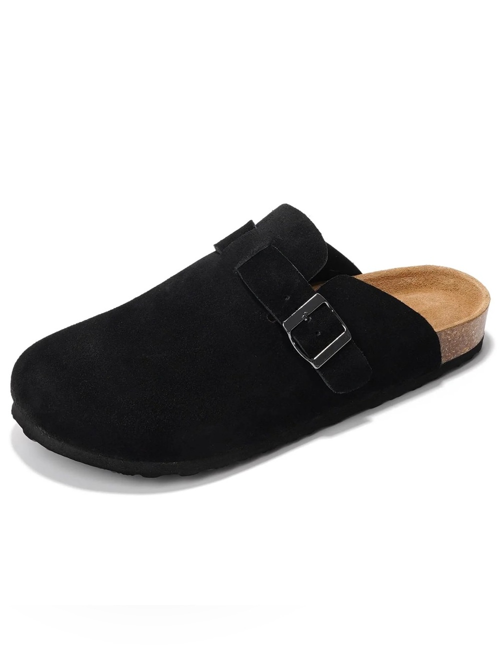 PROJECT CLOUD BENTON CLOG SANDAL SIZE 10 BLACK SUEDE CORK FOOTBED MEMORY FOAM - Picture 2 of 8